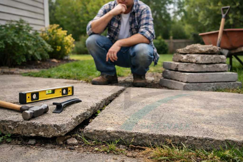 uneven sidewalk slab