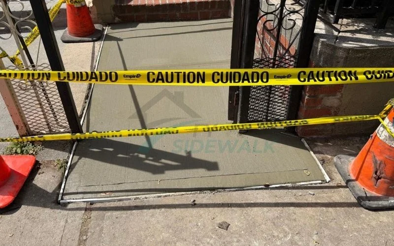 repaired sidewalk section near a manhattan building entrance