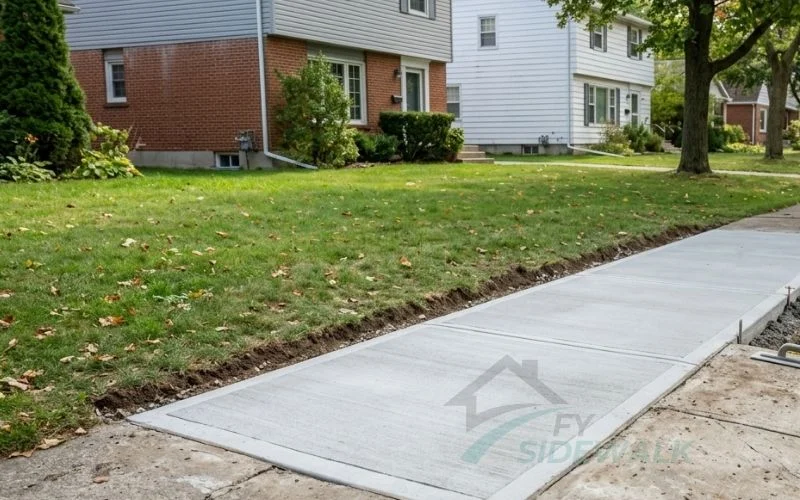 replaced sidewalk section along a residential property in queens