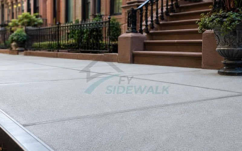 finished sidewalk repair outside a brooklyn brownstone property
